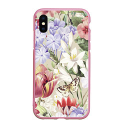 Чехол iPhone XS Max матовый Цветы Утренний Букет Лилий, цвет: 3D-розовый