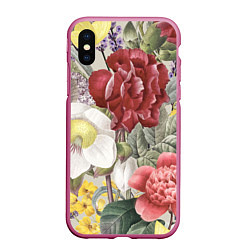Чехол iPhone XS Max матовый Цветы Красочный Садовый Букет, цвет: 3D-малиновый