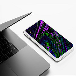 Чехол iPhone XS Max матовый Абстрактный современный тигровый узор, цвет: 3D-белый — фото 2