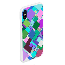 Чехол iPhone XS Max матовый MULTICOLORED SQUARES, цвет: 3D-белый — фото 2