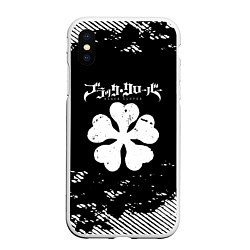 Чехол iPhone XS Max матовый Белый логотип black clover чёрный клевер, цвет: 3D-белый