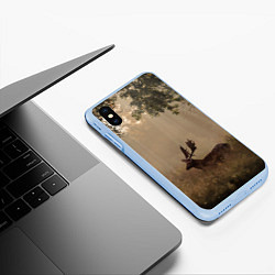 Чехол iPhone XS Max матовый Олень в лесу в лучах солнца, цвет: 3D-голубой — фото 2