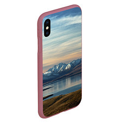 Чехол iPhone XS Max матовый Горы озеро природа, цвет: 3D-малиновый — фото 2