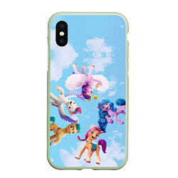 Чехол iPhone XS Max матовый My Little Pony летают в облаках, цвет: 3D-салатовый