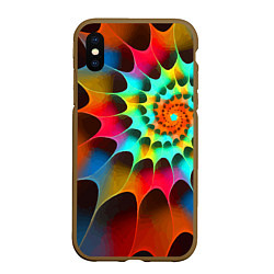 Чехол iPhone XS Max матовый Красочная неоновая спираль Colorful neon spiral, цвет: 3D-коричневый