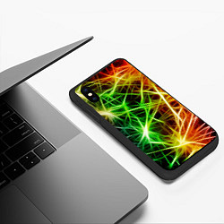 Чехол iPhone XS Max матовый РАЗНОЦВЕТНЫЙ САЛЮТ, цвет: 3D-черный — фото 2