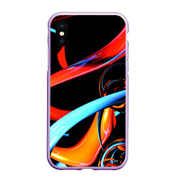 Чехол iPhone XS Max матовый Авангардная объёмная композиция Avant-garde three, цвет: 3D-сиреневый