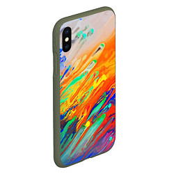 Чехол iPhone XS Max матовый Буйство красок Лето Riot of colors Summer, цвет: 3D-темно-зеленый — фото 2