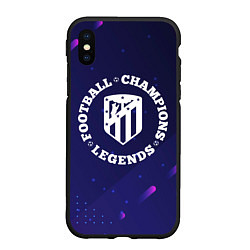 Чехол iPhone XS Max матовый Символ Atletico Madrid и круглая надпись Football, цвет: 3D-черный