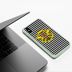 Чехол iPhone XS Max матовый Черная тельняшка - ВДВ, цвет: 3D-салатовый — фото 2