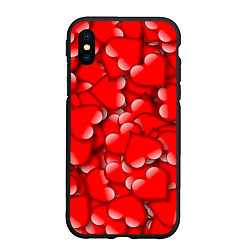 Чехол iPhone XS Max матовый LOVING HEARTS