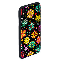 Чехол iPhone XS Max матовый MULTICOLORED FLOWERS, цвет: 3D-черный — фото 2