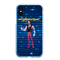 Чехол iPhone XS Max матовый Johnny Cyberpunk Джонни, цвет: 3D-голубой