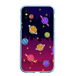 Чехол iPhone XS Max матовый Pizza in Space, цвет: 3D-голубой