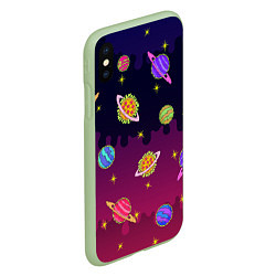 Чехол iPhone XS Max матовый Pizza in Space, цвет: 3D-салатовый — фото 2