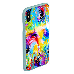Чехол iPhone XS Max матовый Неоновые всплески красок Лето Neon splashes of col, цвет: 3D-мятный — фото 2