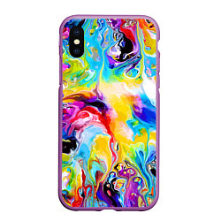 Чехол iPhone XS Max матовый Неоновые всплески красок Лето Neon splashes of col, цвет: 3D-фиолетовый