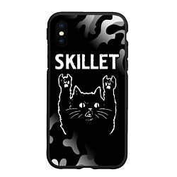 Чехол iPhone XS Max матовый Группа Skillet и Рок Кот, цвет: 3D-черный