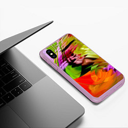 Чехол iPhone XS Max матовый Разноцветная абстрактная композиция Лето Multi-col, цвет: 3D-сиреневый — фото 2