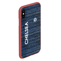 Чехол iPhone XS Max матовый CHELSEA F C ЧЕЛСИ ШУМ ПОЛОС ТЕКСТУРА, цвет: 3D-красный — фото 2