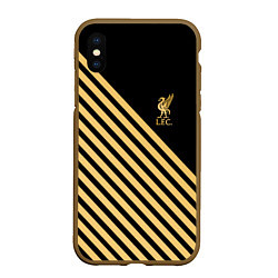 Чехол iPhone XS Max матовый Liverpool ливерпуль полосы, цвет: 3D-коричневый