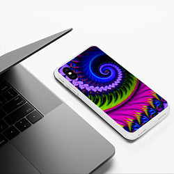 Чехол iPhone XS Max матовый Разноцветная неоновая спираль Абстракция Multicolo, цвет: 3D-белый — фото 2