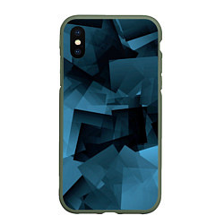 Чехол iPhone XS Max матовый Абстрактная геометрическая композиция Abstract geo, цвет: 3D-темно-зеленый