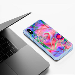 Чехол iPhone XS Max матовый WRITHING COLORED FRACTALS, цвет: 3D-голубой — фото 2