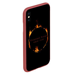 Чехол iPhone XS Max матовый Знак тьмы из Dark Souls с надписью, цвет: 3D-красный — фото 2