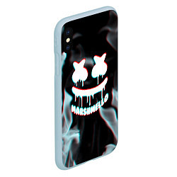 Чехол iPhone XS Max матовый Marshmello пламя с оттенком неона, цвет: 3D-голубой — фото 2