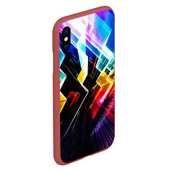 Чехол iPhone XS Max матовый Неоновая молния Абстракция Neon Lightning Abstract, цвет: 3D-красный — фото 2