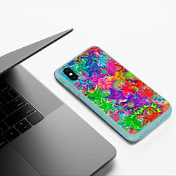 Чехол iPhone XS Max матовый COLOR STARFALL, цвет: 3D-мятный — фото 2