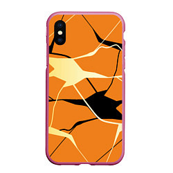 Чехол iPhone XS Max матовый Абстрактные полосы на оранжевом фоне, цвет: 3D-малиновый