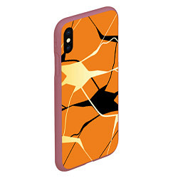 Чехол iPhone XS Max матовый Абстрактные полосы на оранжевом фоне, цвет: 3D-малиновый — фото 2