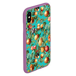 Чехол iPhone XS Max матовый Ассорти Фруктов, цвет: 3D-фиолетовый — фото 2