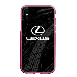 Чехол iPhone XS Max матовый Lexus - следы шин, цвет: 3D-малиновый