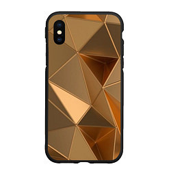 Чехол iPhone XS Max матовый Золотые 3D треугольники, цвет: 3D-черный