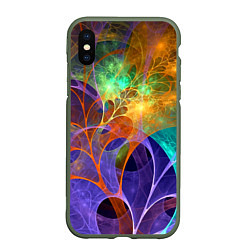 Чехол iPhone XS Max матовый Растительный абстрактный паттерн Лето Floral Abstr, цвет: 3D-темно-зеленый