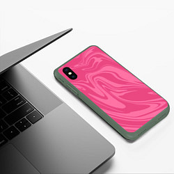 Чехол iPhone XS Max матовый РОЗОВЫЕ РАЗВОДЫ КРАСКИ МРАМОРНЫЙ, цвет: 3D-темно-зеленый — фото 2