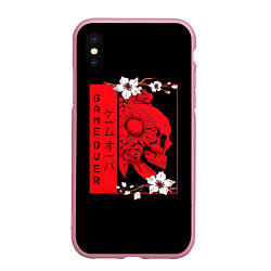 Чехол iPhone XS Max матовый Игра Окончена Красный Череп, цвет: 3D-розовый