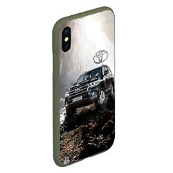 Чехол iPhone XS Max матовый Toyota Land Cruiser 200 в пещере со скальными рису, цвет: 3D-темно-зеленый — фото 2