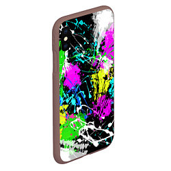 Чехол iPhone XS Max матовый Разноцветные пятна краски на черном фоне, цвет: 3D-коричневый — фото 2