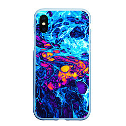 Чехол iPhone XS Max матовый Взрыв Неона Fluid Explosion Неон, цвет: 3D-голубой