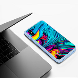 Чехол iPhone XS Max матовый Paint Wave, цвет: 3D-голубой — фото 2