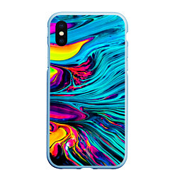 Чехол iPhone XS Max матовый Paint Wave, цвет: 3D-голубой