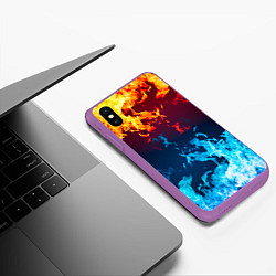 Чехол iPhone XS Max матовый Лед и Пламя Борьба стихий, цвет: 3D-фиолетовый — фото 2