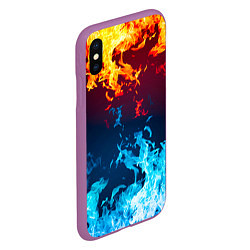 Чехол iPhone XS Max матовый Лед и Пламя Борьба стихий, цвет: 3D-фиолетовый — фото 2