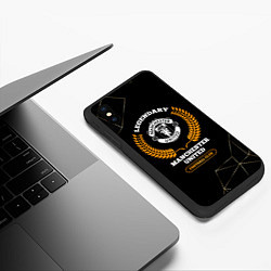 Чехол iPhone XS Max матовый Лого Manchester United и надпись Legendary Footbal, цвет: 3D-черный — фото 2