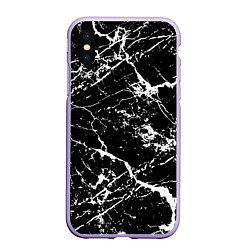 Чехол iPhone XS Max матовый Текстура чёрного мрамора Texture of black marble, цвет: 3D-светло-сиреневый