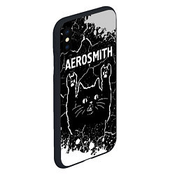 Чехол iPhone XS Max матовый Группа Aerosmith и Рок Кот, цвет: 3D-черный — фото 2